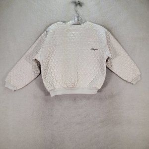 Vintage Tangiers Ivory Satin Shiny Quilted Puffer Unique Street Cropped Sweater